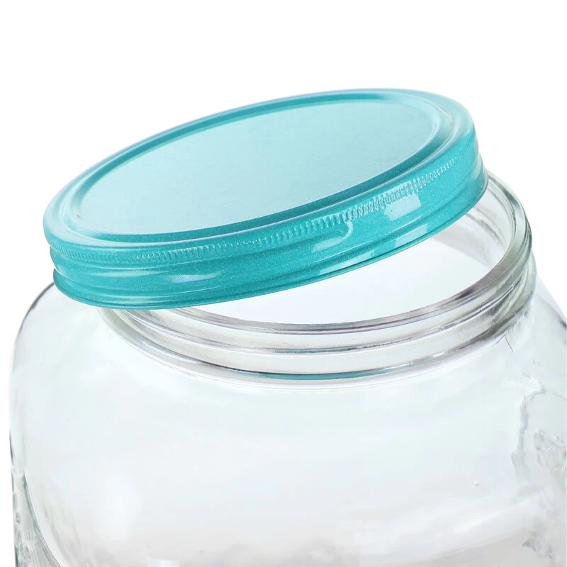 Gibson Home Chiara 2 Gallon Glass Mason Jar Dispenser With Metal Lid And Base In Blue - Image 7