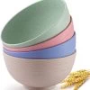 Unbreakable Wheat Straw Plastic Cereal Bowls Set Of 4