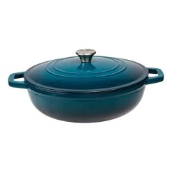 5 Quart Enameled Cast Iron Round Dutch Oven Braiser BLUE