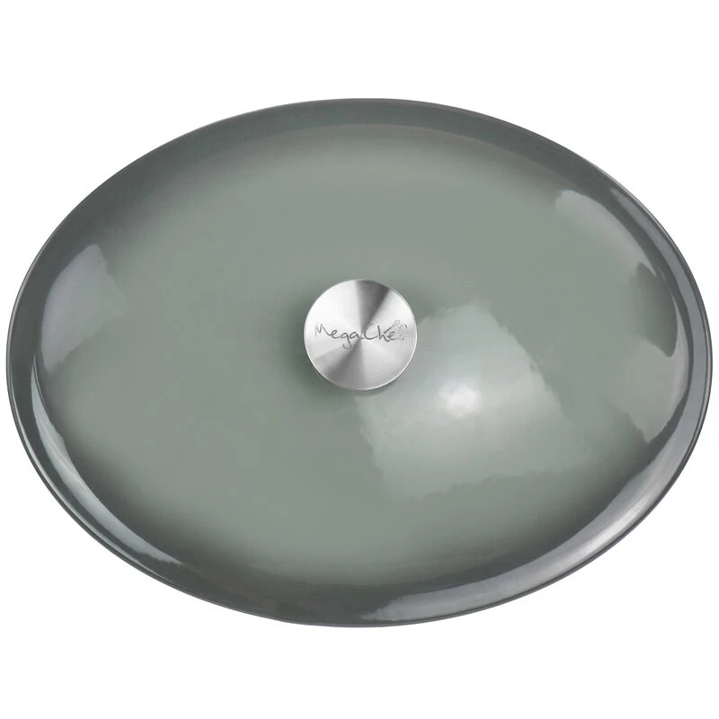 MegaChef 7 Quarts Oval Enameled Cast Iron Casserole In Gray - Image 6