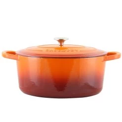 Crock-Pot Crock Pot Artisan 7 Quart Enameled Cast Iron Oval Dutch Oven In Sunset Orange