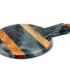 11 X 8 Black Marble And Wood Accent Charcuterie Board With Handle