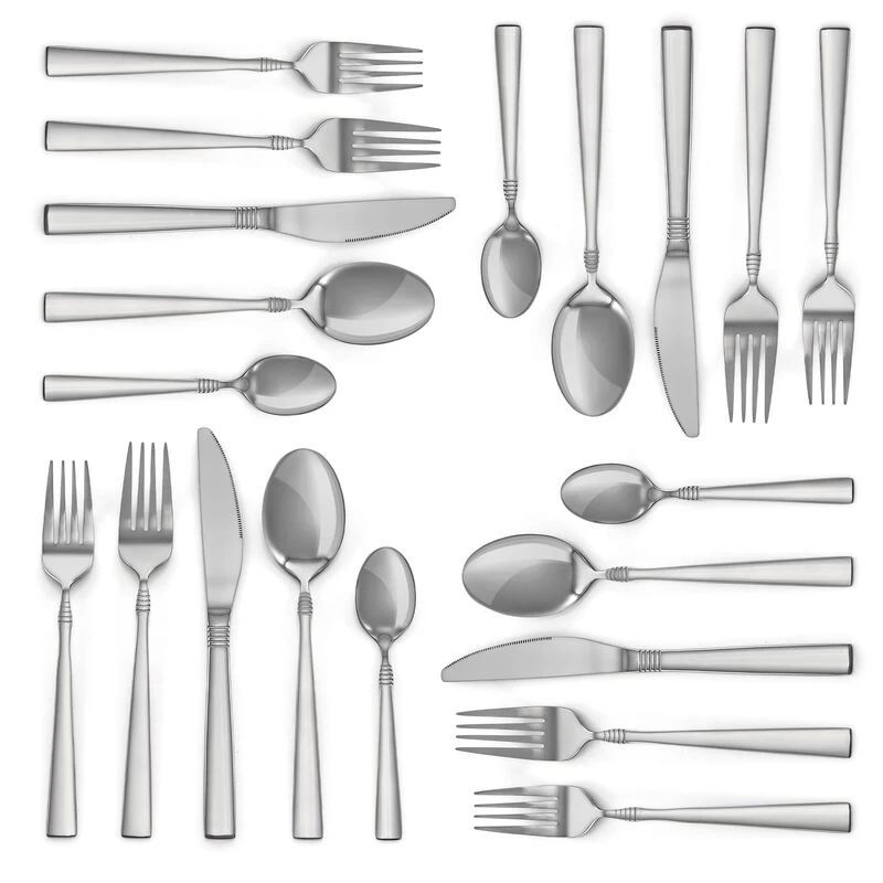 MegaChef Cravat 20 Piece Flatware Utensil Set, Stainless Steel Silverware Metal Service For 4 In Silver - Image 7