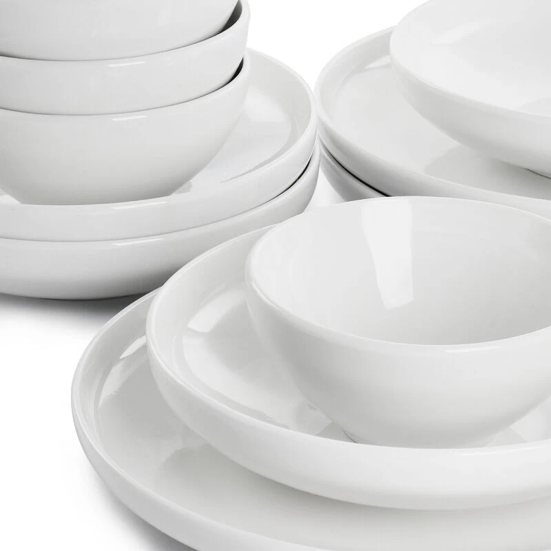 Gibson Home Oslo Peak 12 Piece Fine Ceramic Dinnerware Set In Bright White - Image 8