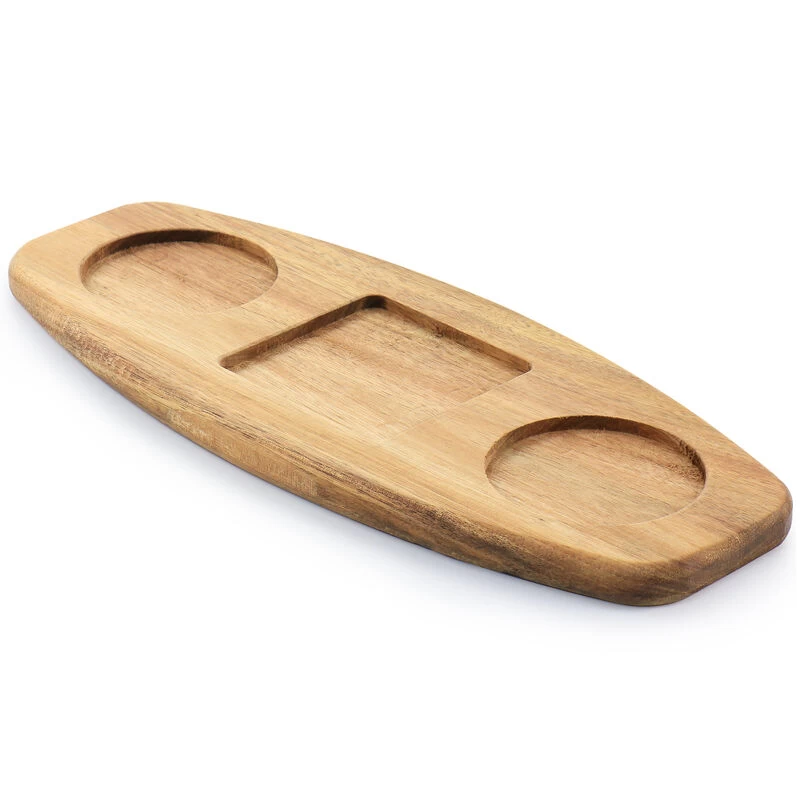 Gibson Elite Gracious Dining 4 Piece Fine Ceramic Tidbit Dish Set With Acacia Wood Base - Image 4