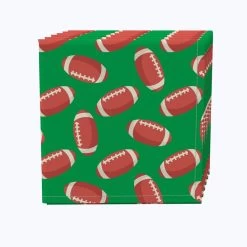 Fabric Textile Products, Inc. Napkin Set, 100% Polyester, Set Of 4, Footballs Green