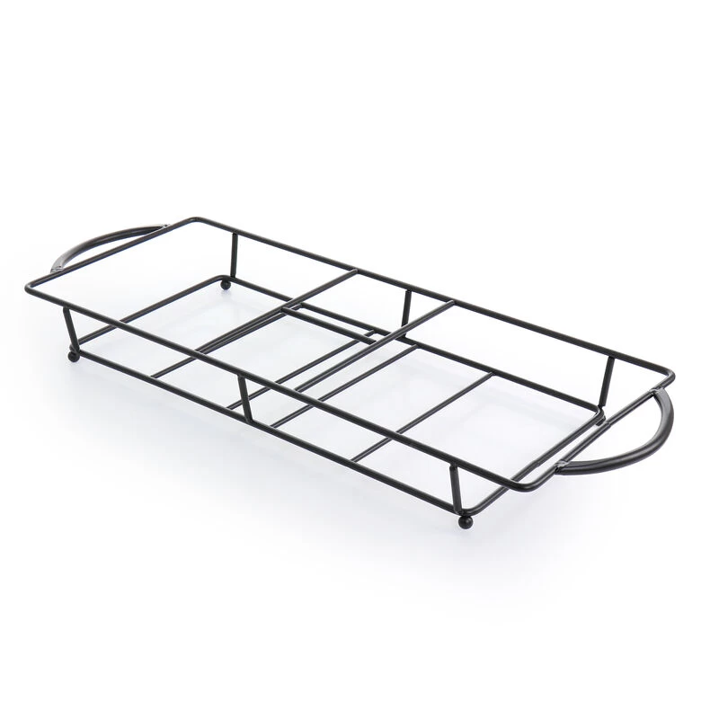 Gibson Home Crenshaw 5 Piece Hand Painted Stoneware Sectional Tray Set With Metal Rack - Image 4