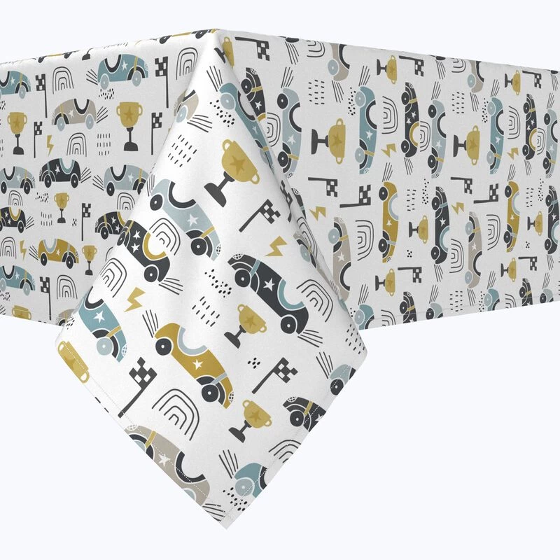 Fabric Textile Products, Inc. Square Tablecloth, 100% Polyester, Cartoon Retro Racing Cars Blue