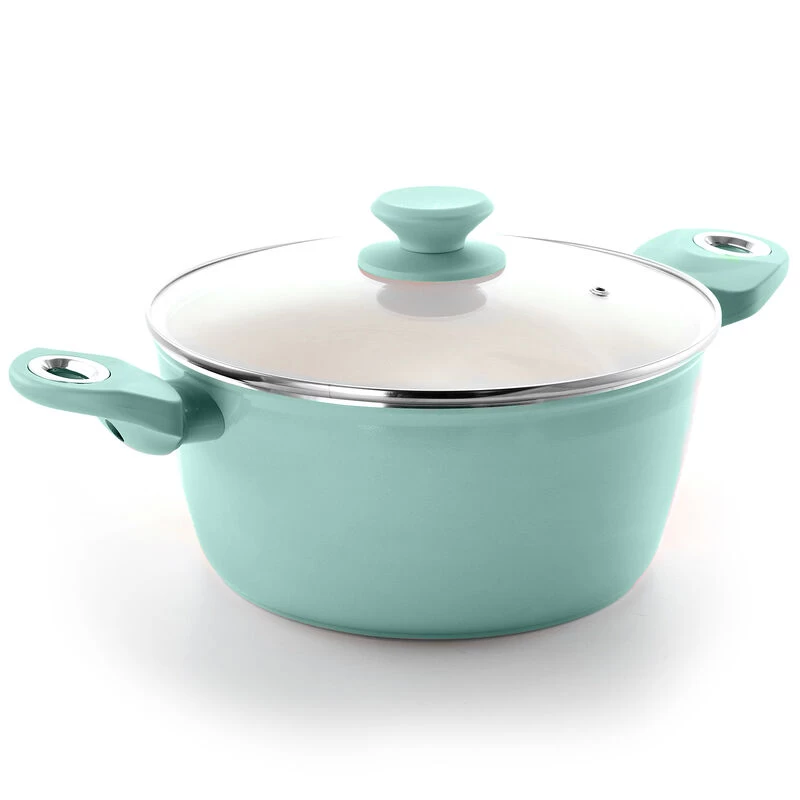 Gibson Home Plaza Cafe Aluminum 4.5 Qt Dutch Oven With Soft Touch Handles In Sky Blue
