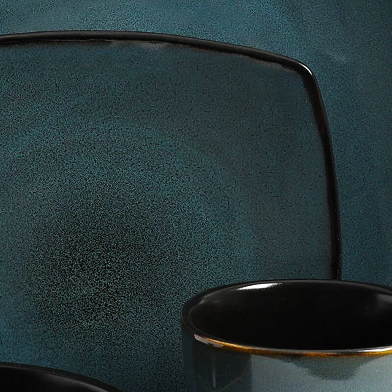 Gibson Soho Lounge 16-Piece Soft Square Dinnerware Set In Teal Green - Image 2