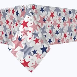 Fabric Textile Products, Inc. Rectangular Tablecloth, 100% Polyester, Memorial Stars Design White