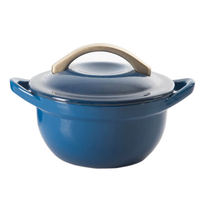 Cravings By Chrissy Teigen 2 Piece 4.7 Inch Enameled Cast Iron Mini Casserole Set In Blue - Image 2