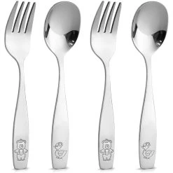 Kids & Toddler Cutlery Set Designed For Self Feeding (4 Pcs - Spoon & Fork)
