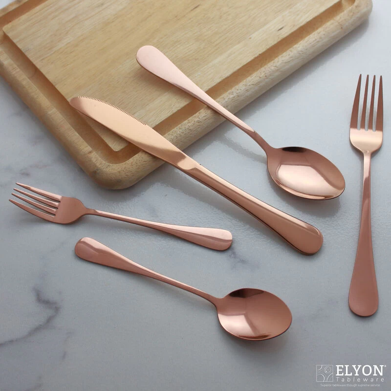 20-Piece Reflective Gold Flatware Set, Stainless Steel, Service For 4 Rose Gold - Image 4