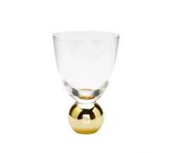 Set Of 6 Small Wine Glasses On Gold Ball Pedestal