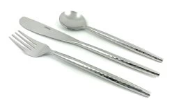Silver Hammered Stainless Steel Flatware 36-Piece Set (Dinner Knives, Dinner Forks, Soup Spoons)