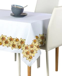 Fabric Textile Products, Inc. Rectangular Tablecloth, 100% Polyester, Daffodil Garland Yellow