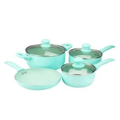 Brentwood 7 Piece Nonstick Aluminum Cookware Set In Blue
