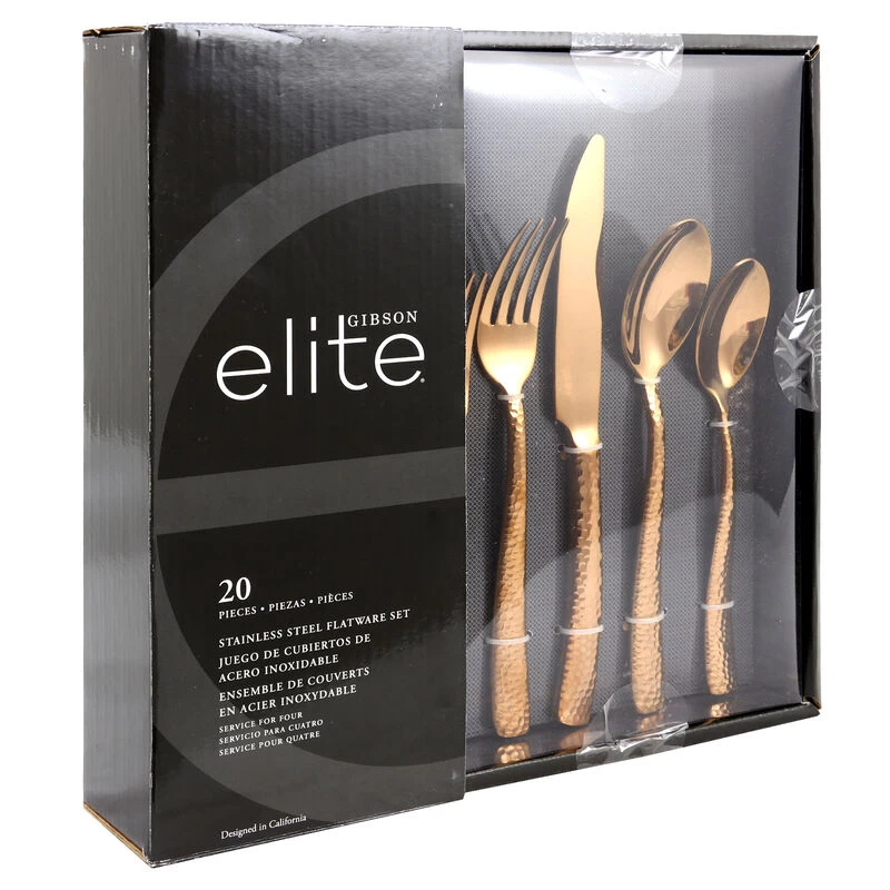 Gibson Elite Stonehenge 20 Piece Flatware Set In Rose Gold - Image 2