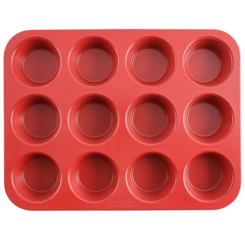 Martha Stewart 12-Cup Nonstick Carbon Steel Muffin Pan In Red - Image 3