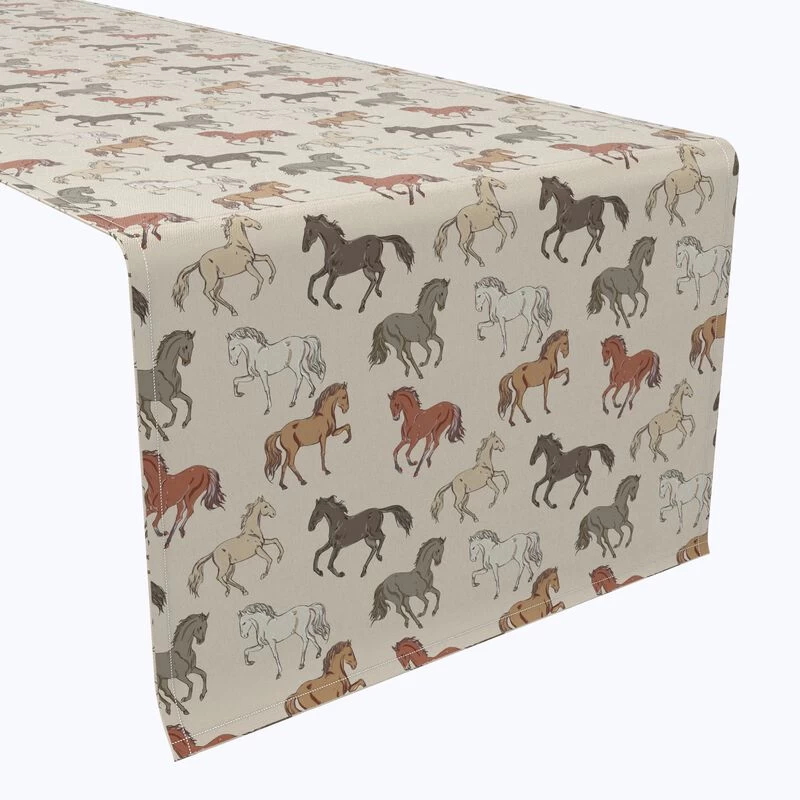 Fabric Textile Products, Inc. Table Runner, 100% Cotton, Wild Horses Brown