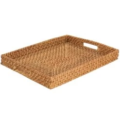 Martha Stewart 16 Inch Rattan Woven Serving Tray In Brown
