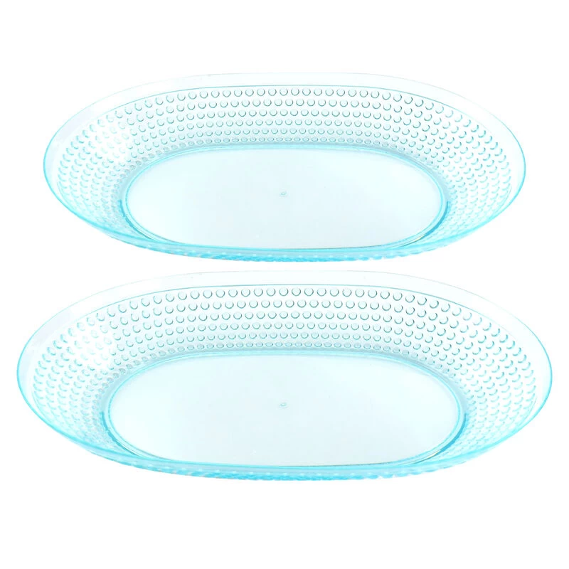 Gibson Home 15.75 Inch Plastic Aqua 2 Piece Platter Set
