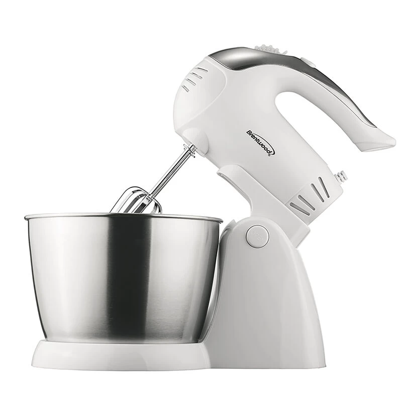 Brentwood 5-Speed Stand Mixer Stainless Steel Bowl 200W In White - Image 5