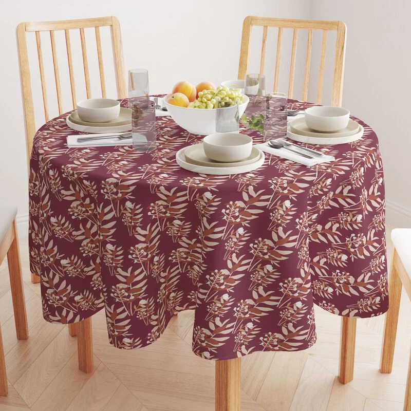 Fabric Textile Products, Inc. Round Tablecloth, 100% Polyester, Autumn Branches Brown - Image 2