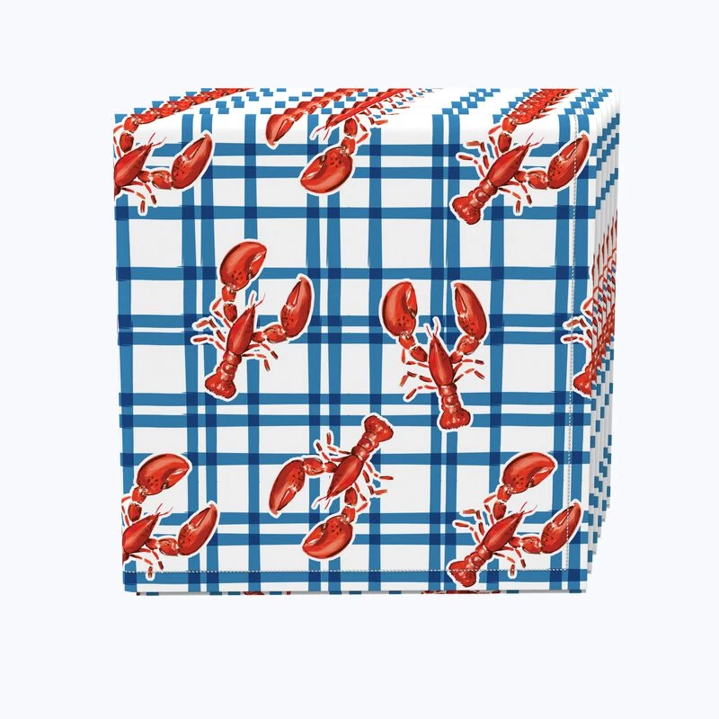 Fabric Textile Products, Inc. Napkin Set, 100% Polyester, Set Of 4, Lobster Picnic Check