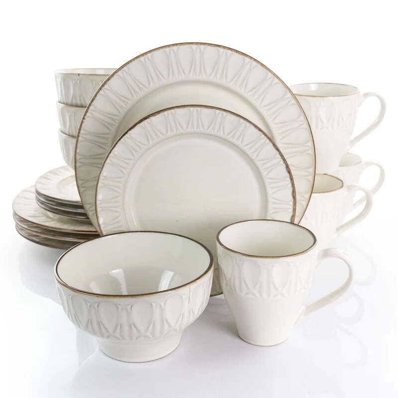 Gibson Elite Golden Halo 16 Piece Stoneware Dinnerware Set - Image 10