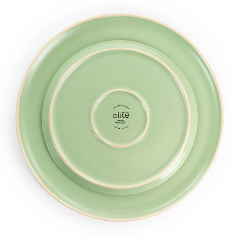 Gibson Elite Serenade 16 Piece Round Stoneware Dinnerware Set In Green - Image 3