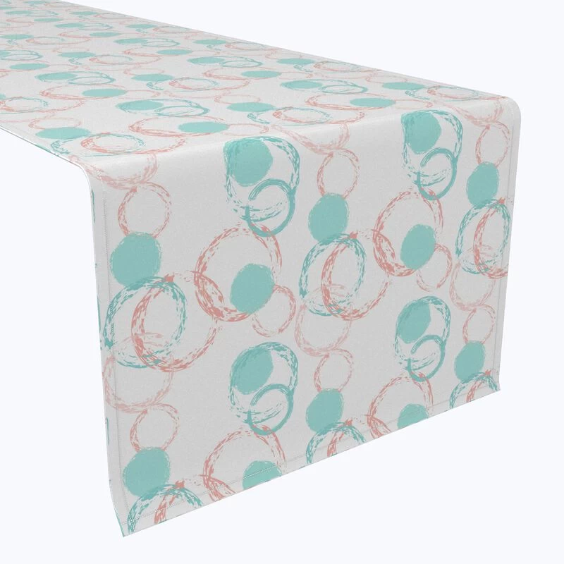 Fabric Textile Products, Inc. Table Runner, 100% Polyester, Brush Circles Pink