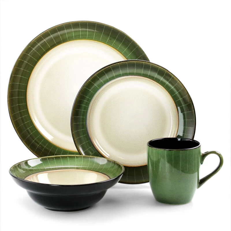 Elama Grand Jade 16 Piece Luxurious Stoneware Dinnerware With Complete Setting For 4, 16pc - Image 4