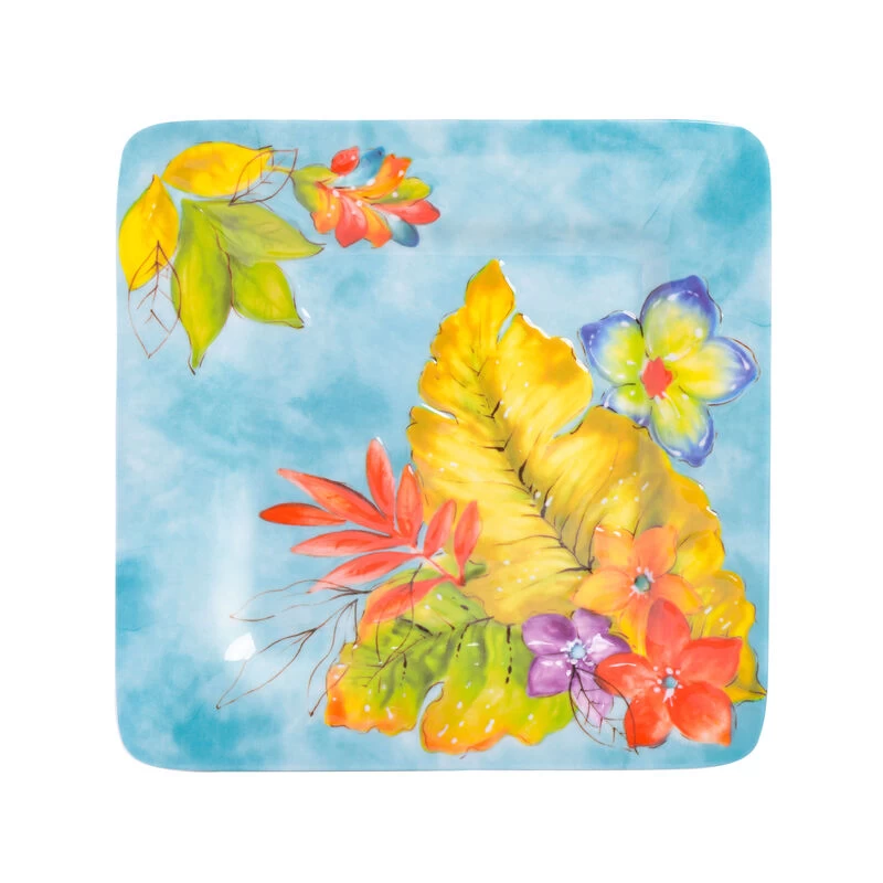 Laurie Gates Tropicalla 12 Piece Square Melamine Dinnerware Set - Image 6