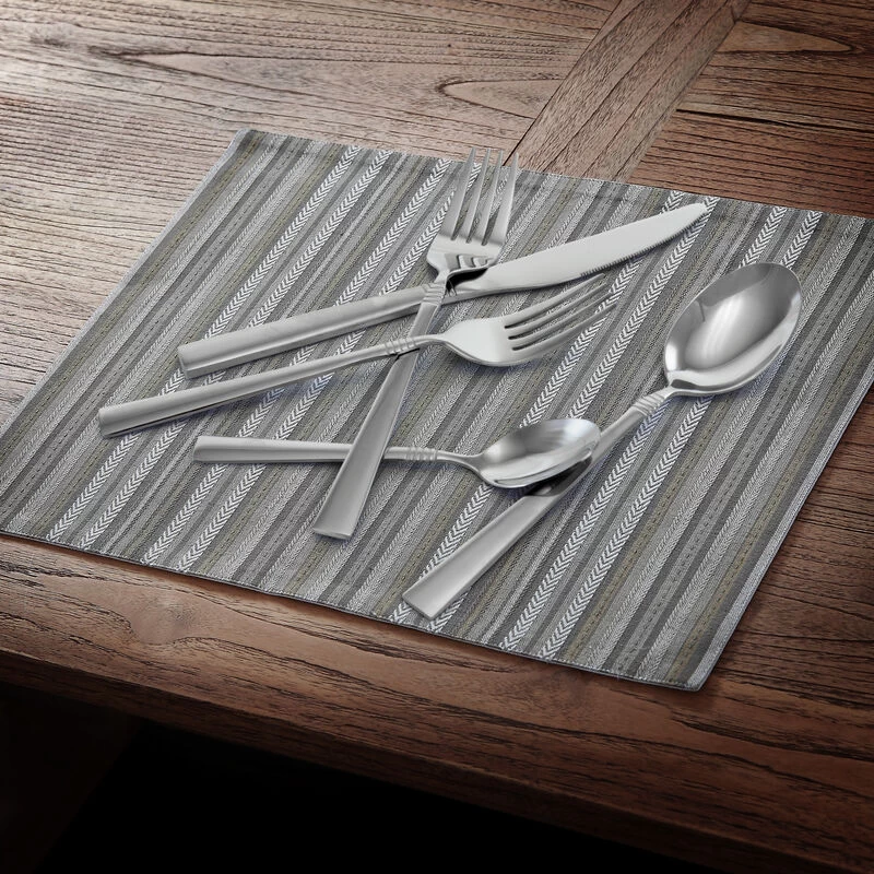 MegaChef Cravat 20 Piece Flatware Utensil Set, Stainless Steel Silverware Metal Service For 4 In Silver - Image 5