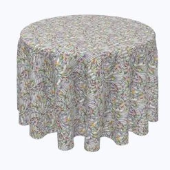 Fabric Textile Products, Inc. Round Tablecloth, 100% Polyester, Silver 3D Paisley Silver