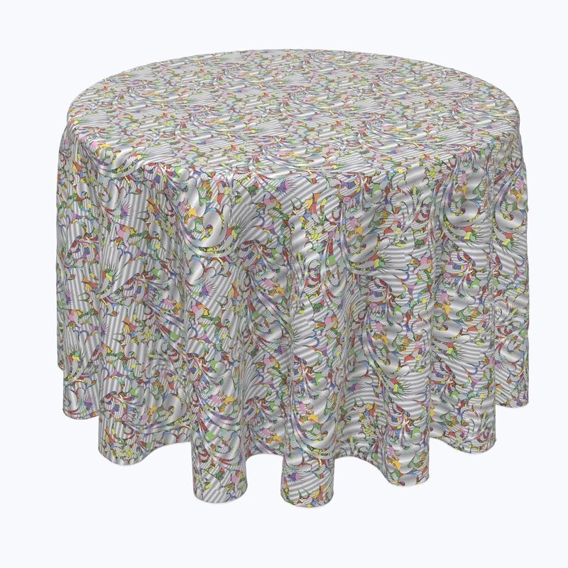 Fabric Textile Products, Inc. Round Tablecloth, 100% Polyester, Silver 3D Paisley Silver