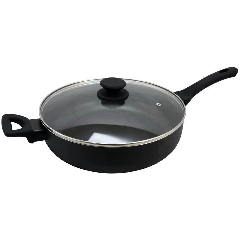 Oster® Oster Ashford 5 Quart Aluminum Saute Pan With Tempered Glass Lid In Black - Image 5
