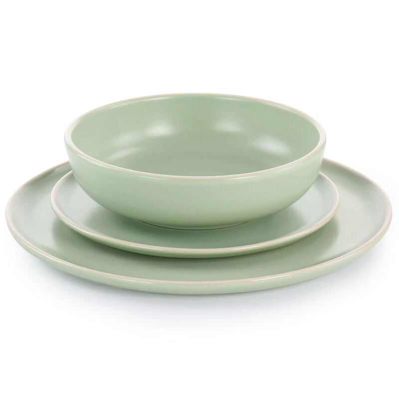Gibson Elite Serenade 12 Piece Round Stoneware Dinnerware Set In Green - Image 2