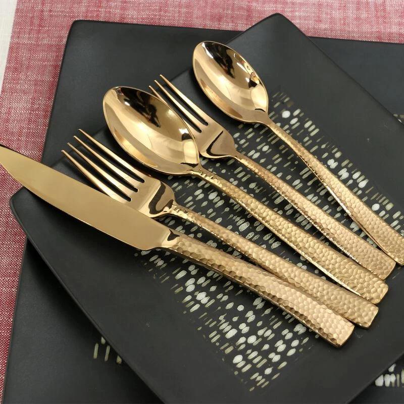 Gibson Elite Stonehenge 20 Piece Flatware Set In Rose Gold - Image 4