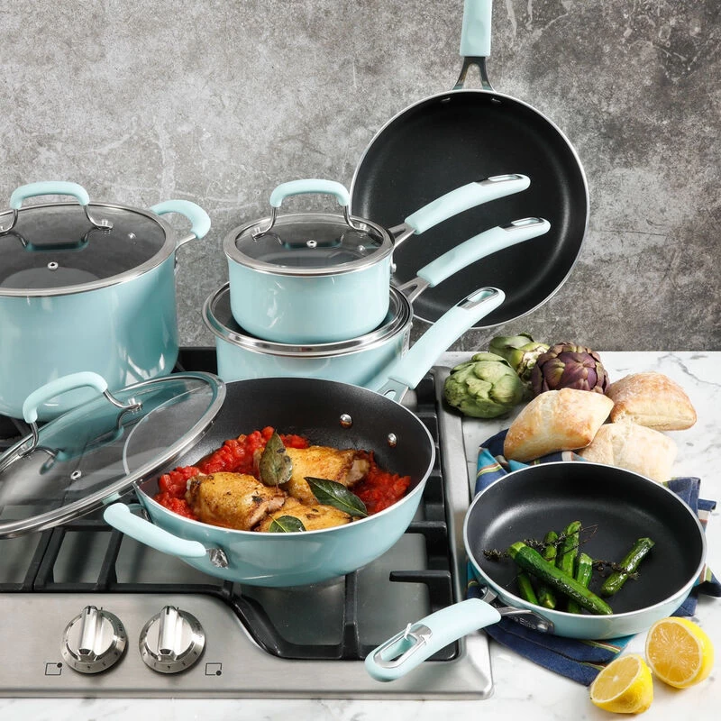 Kenmore Elite Andover 10 Piece Nonstick Aluminum Cookware Set In Glacier Blue - Image 5