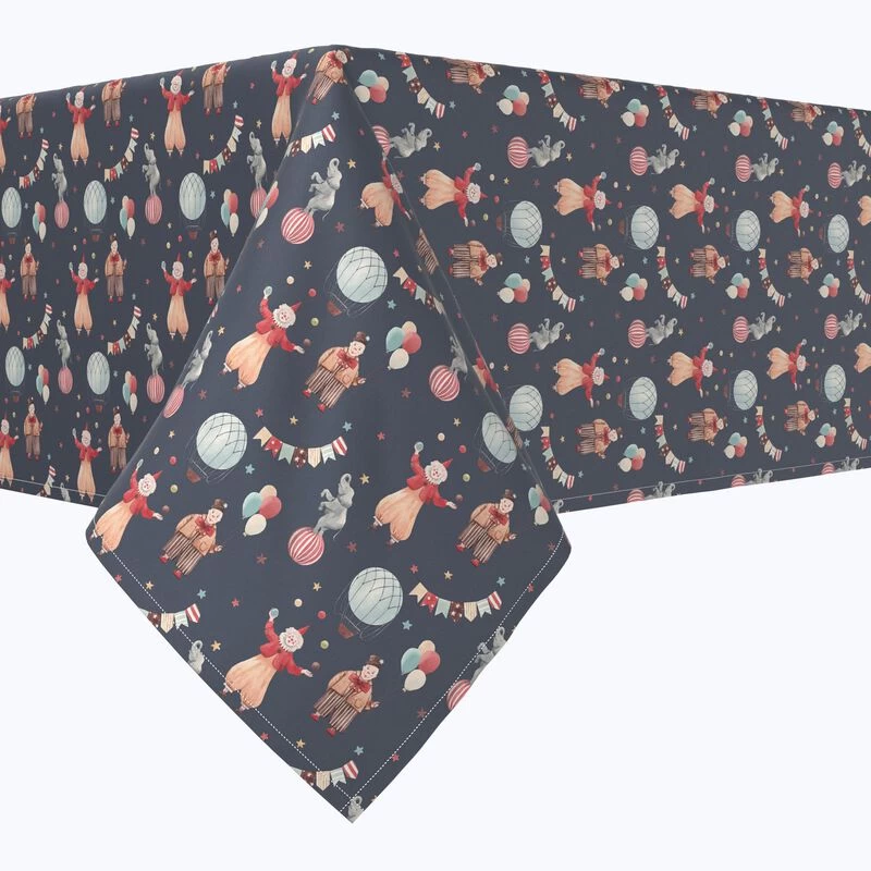 Fabric Textile Products, Inc. Square Tablecloth, 100% Polyester, Circus Toss Blue