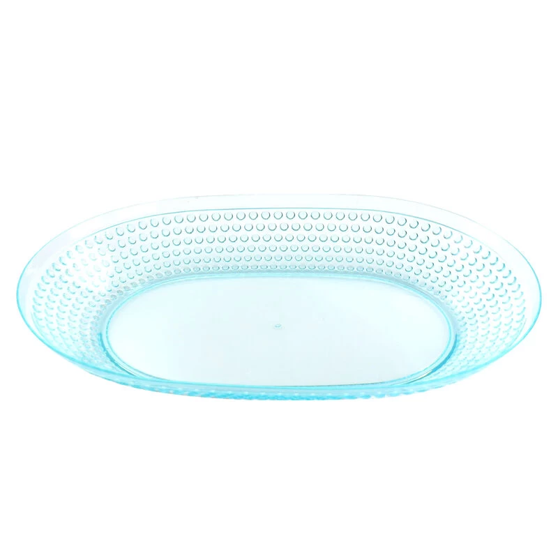 Gibson Home 15.75 Inch Plastic Aqua 2 Piece Platter Set - Image 3