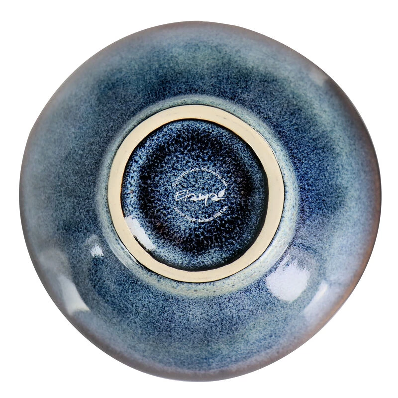 Elama Lucca 20 Piece Round Stoneware Triple Bowl Dinnerware Set In Reactive Glaze Blue - Image 8