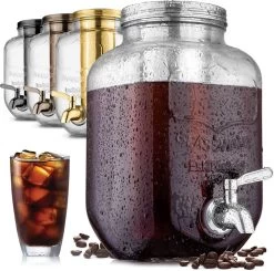 1 Gallon Cold Brew Coffee Maker With Glass Carafe And Stainless Steel Mesh Filter
