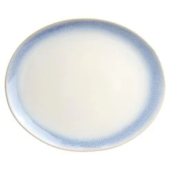 Martha Stewart Perry Street 13.6in Oval Stoneware Serving Platter In Blue