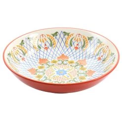 Laurie Gates California Designs Tierra 10.5 Inch Hand Painted Stoneware Pasta Bowl In Red