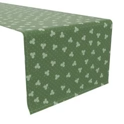 Fabric Textile Products, Inc. Table Runner, 100% Cotton, Patterned Background With Clovers Green