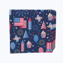 Fabric Textile Products, Inc. Napkin Set, 100% Polyester, Set Of 4, Pop Art Patriotic